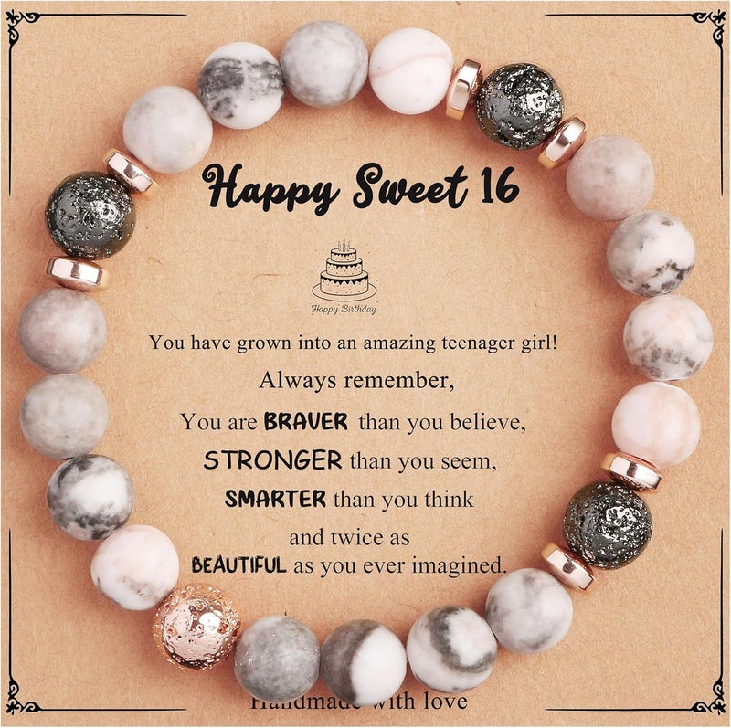 Yiyang 13th 16th 18th 21st 25th 30th 35th 40th 45th 50th 60th 65th 70th 75th 80th Birthday Gifts for Women, Natural Stone Bracelet Birthday Gifts for Women Mom Daughter Grandma Sister Coworker - Image 1